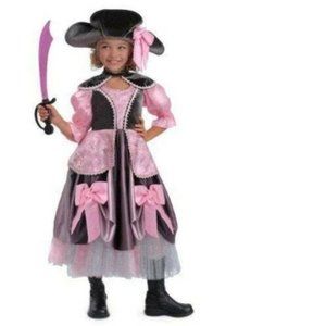 Pirate Princess Vivian Halloween Costume 12 Pink Dress, Collar & Hat 3 Pc Girls